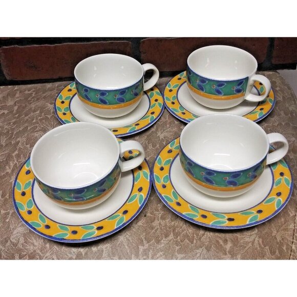 Royal Doulton Cabana Expressions 1996 Teacup & saucer set of 4 Doulton Everyday
